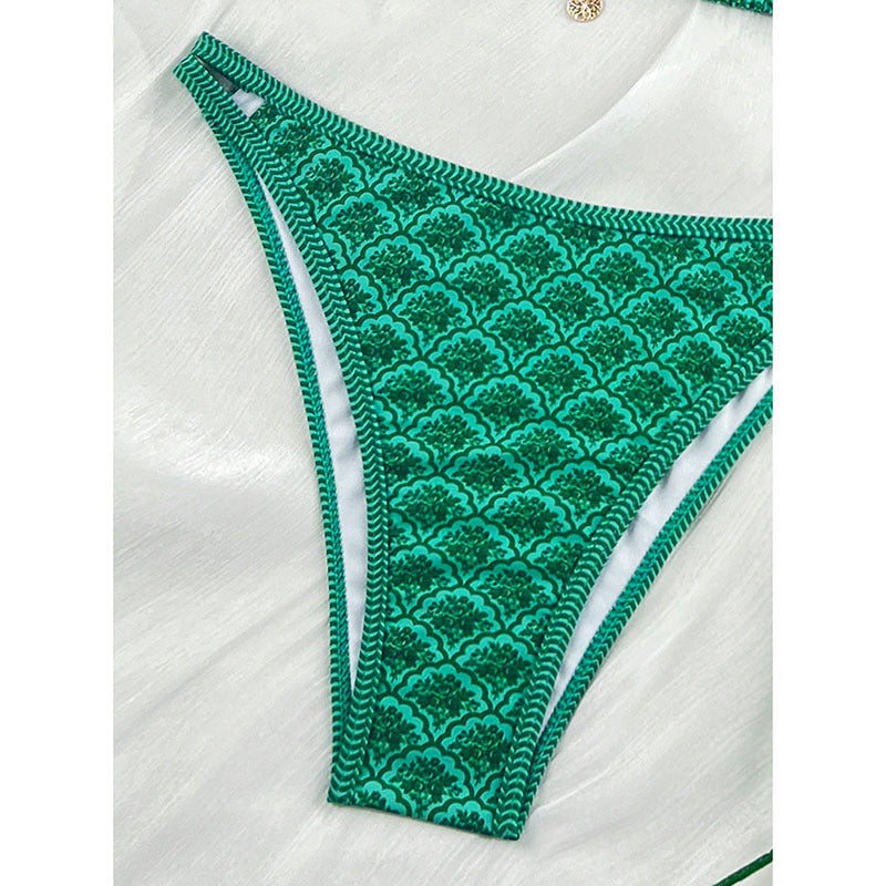 Damen Triangel-Bikini mit verspieltem Muster und eleganten Trägern Drune
