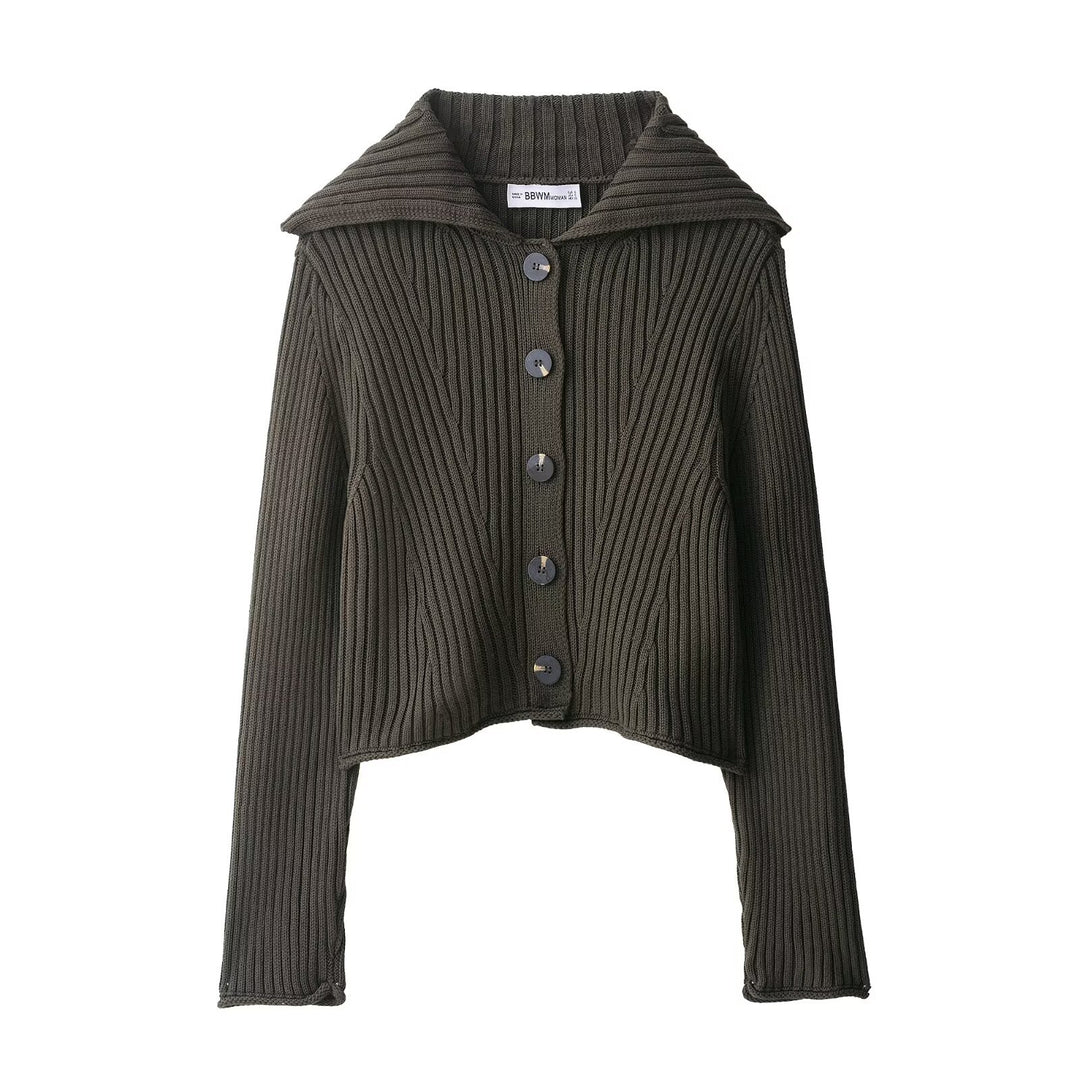 Damen cropped Strickjacke mit elegantem Rippenmuster Drune