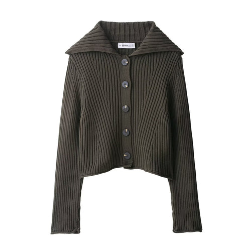 Damen cropped Strickjacke mit elegantem Rippenmuster Drune