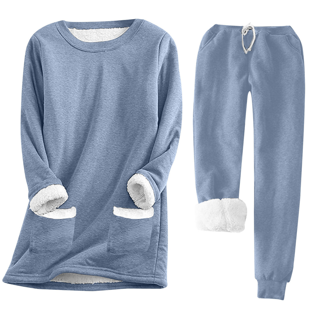 Damen Kuschelige Loungeanzug mit Fleece-Innenfutter und praktischen Taschen Drune