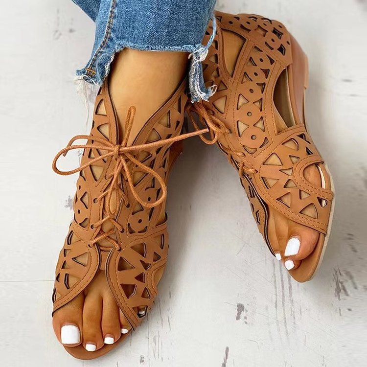 Damen Schnürsandalen mit luftiger Cut-Out-Optik und rutschfester Sohle Drune