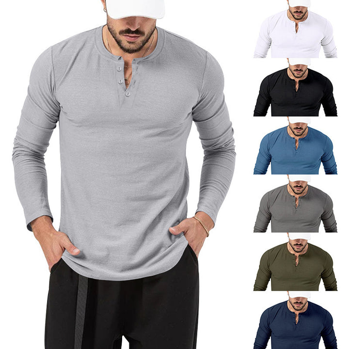 Herren Langarmshirt mit Knopfleiste und modischem Schnitt Drune