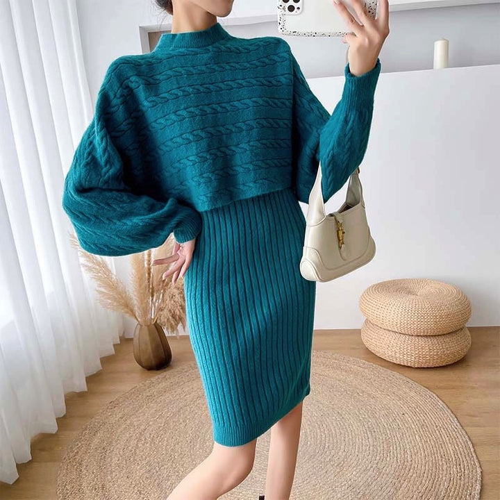 Damen Strickkleid mit Crop-Top und Rippstruktur Drune