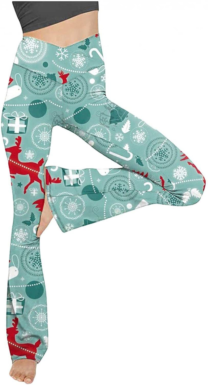 Damen Bootcut Yoga-Hose aus elastischem Material mit hohem Bund Drune