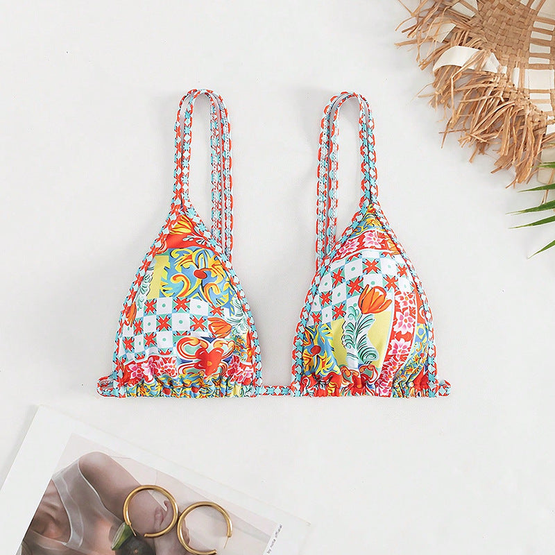 Damen Triangel-Bikini mit buntem Muster Drune