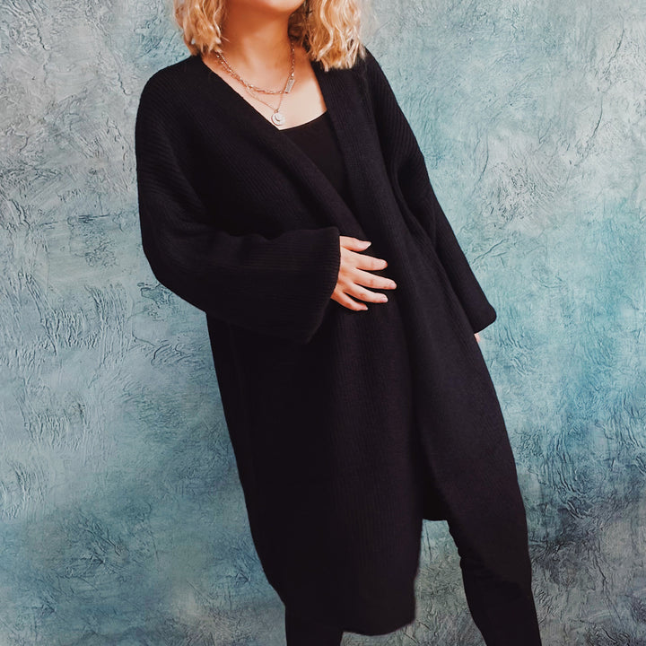 Damen Oversized Strickjacke mit tiefem V-Ausschnitt und lässigem Schnitt Drune