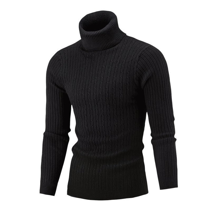 Herren nan gerippter Rollkragenpullover mit Zopfmuster und körpernaher Slim-Fit-Silhouette Drune