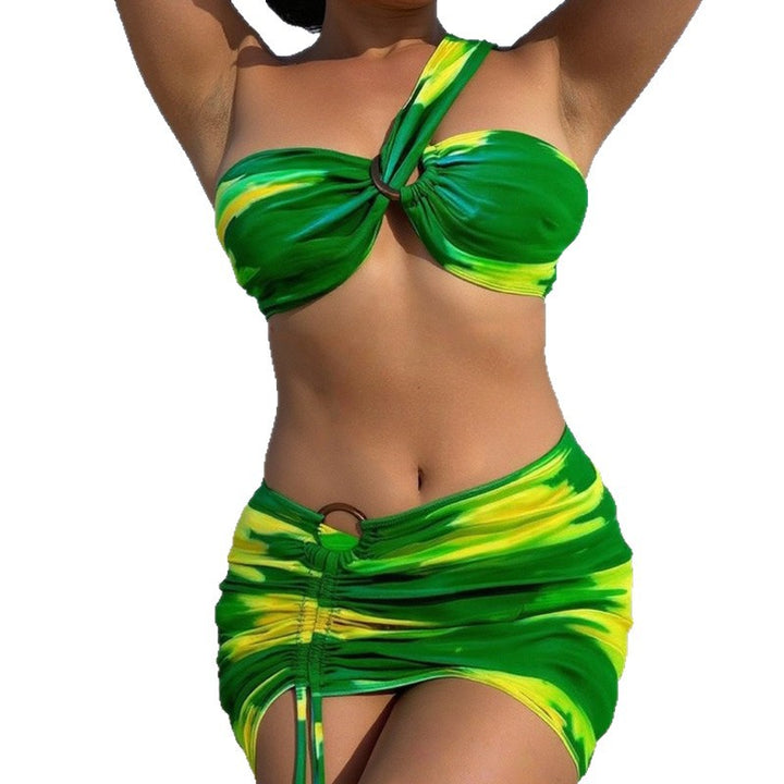 Damen Bikini-Set mit asymmetrischem Oberteil und raffiniertem Wickeldesign Drune