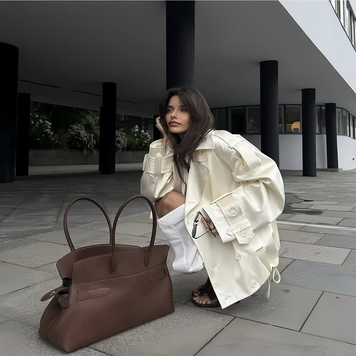 Damen modische Kurzjacke mit elegantem Schnitt und hochglänzendem Finish Drune