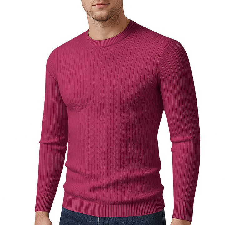 Herren modischer Strickpullover mit feinem Zopfmuster Drune