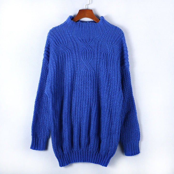 Damen Grobstrickpullover mit hohem Kragen und lockerer Passform Drune