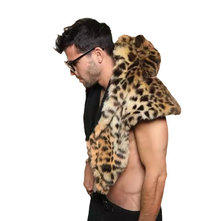 Herren Plüsch-Cape mit Kapuze Drune