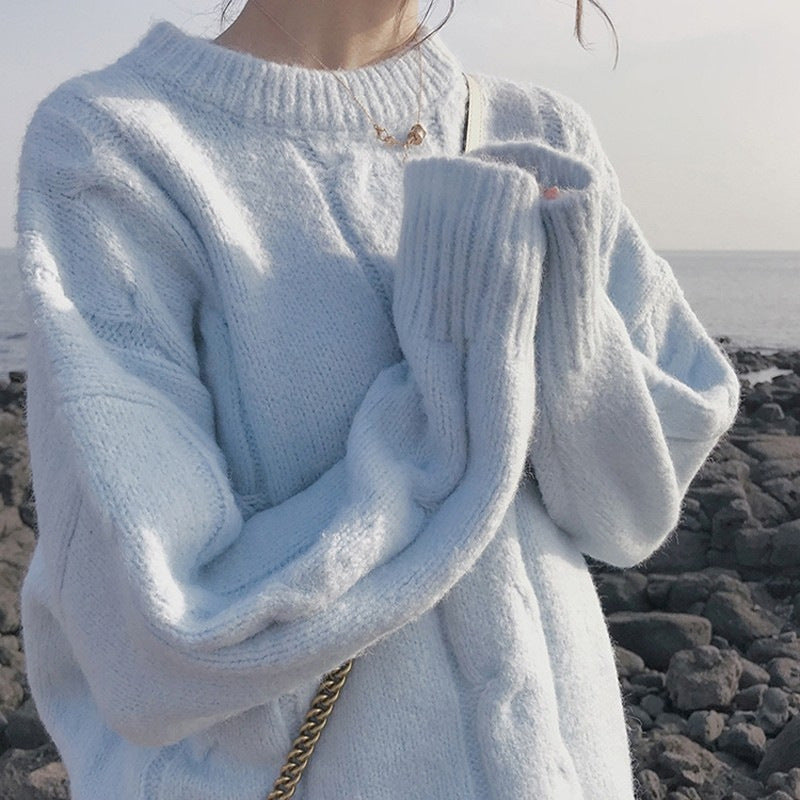 Damen Grobstrickpullover mit Rippstruktur und dekorativen Details Drune