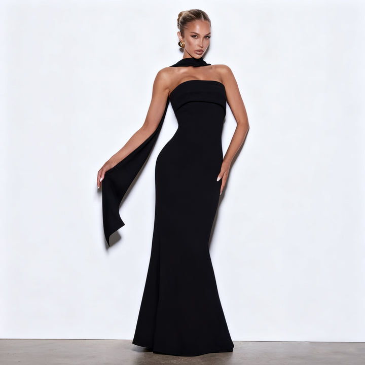 Damen Abendkleid mit eleganter Schleppe Drune