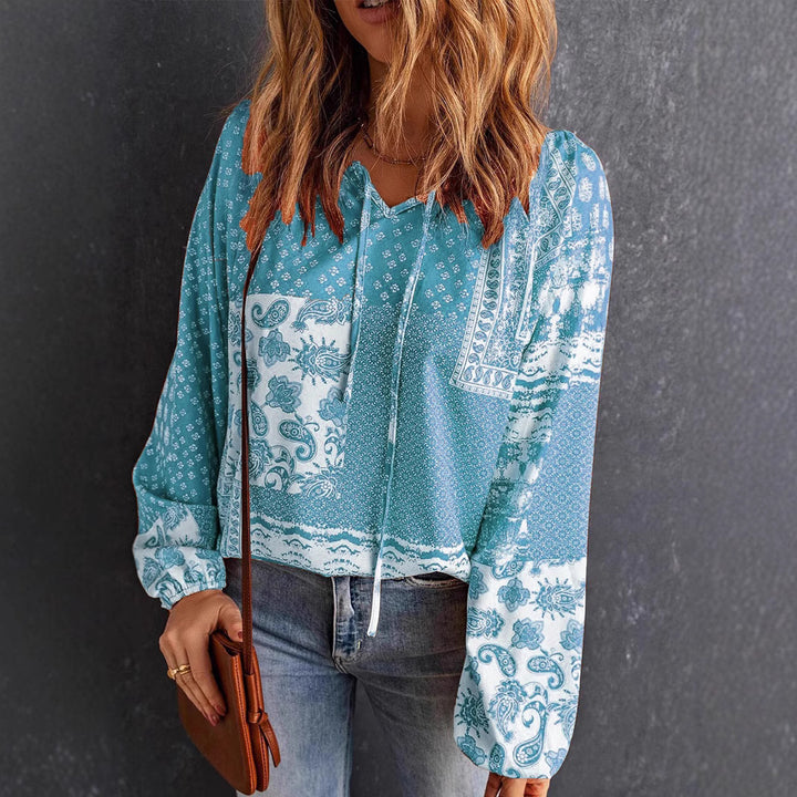 Damen Kapuzenoberteil mit paisley-muster und Kordelzug Drune