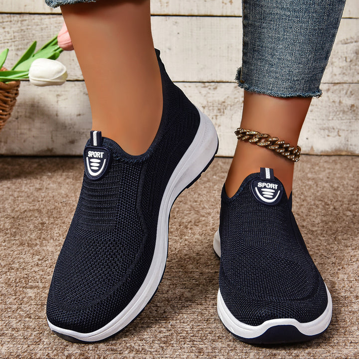 Damen nan gestrickter Slip-On Komfort-Walking-Sneaker mit sockenähnlichem Einstieg und dämpfender Memory-Komfortsohle Drune