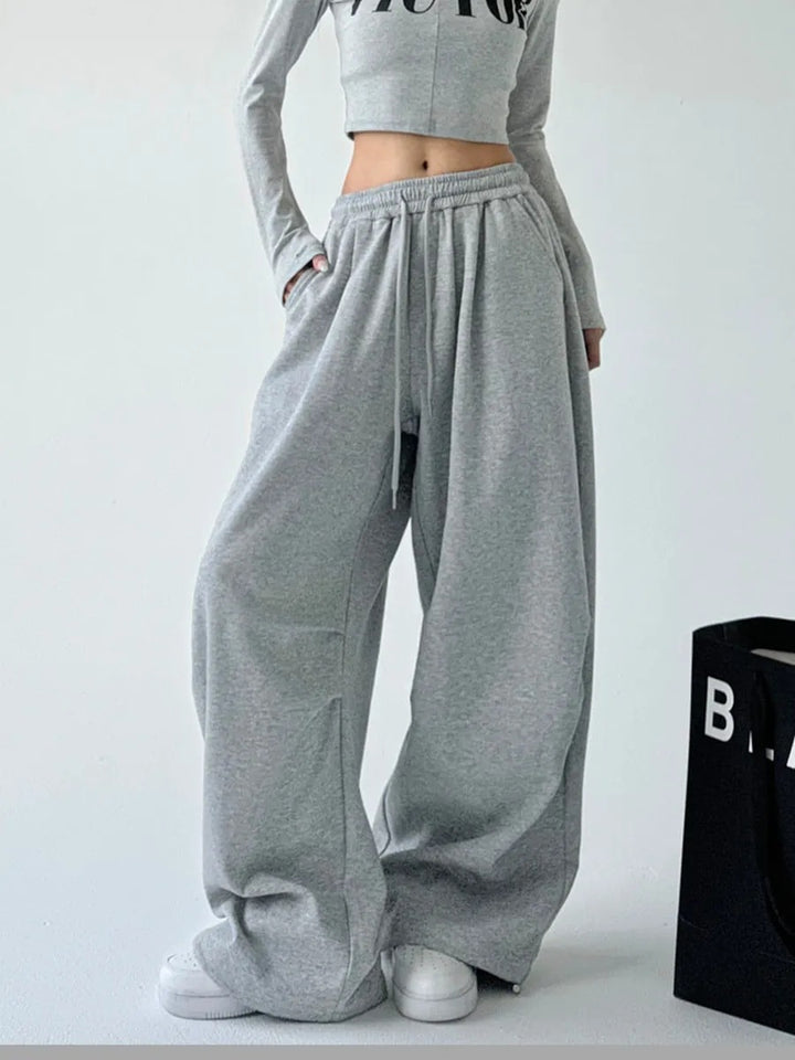Damen nan extraweite High‑Waist-Loungehose mit elastischem Kordelbund, Kordelzug und praktischen Seitentaschen Drune