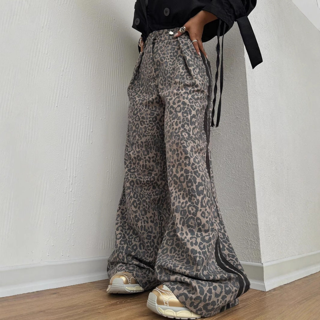 Damen Elegante Maxihose mit Leopardenmuster Drune