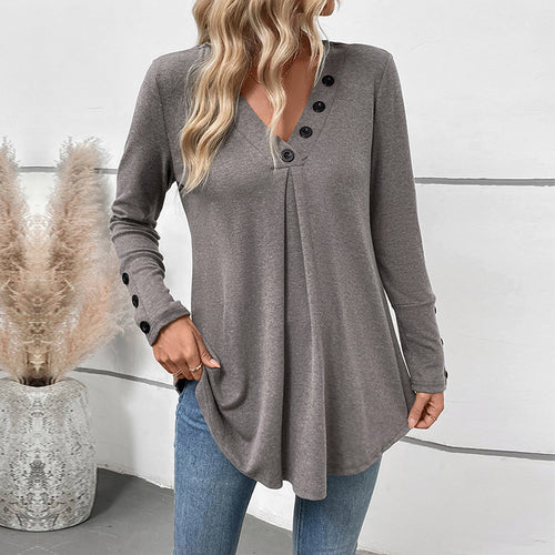 Damen Tunika mit Knopfleiste und asymmetrischem Schnitt Drune