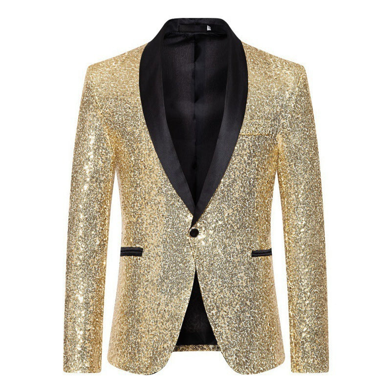 Drune Herren Pailletten-Blazer mit Schalkragen