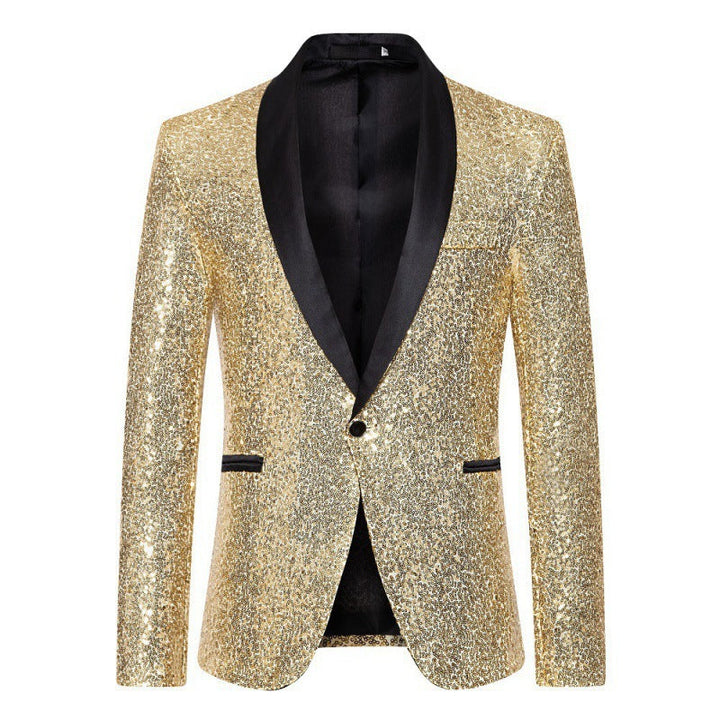 Drune Herren Pailletten-Blazer mit Schalkragen