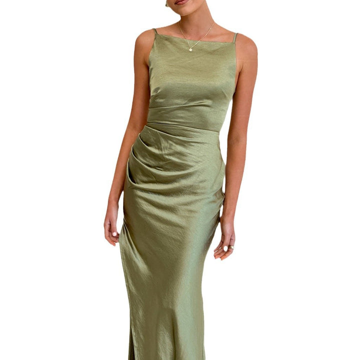 Damen Maxikleid mit elegantem Satin-Finish und hoch geschnittenem Schlitz Drune