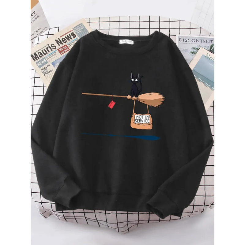 Damen Sweatshirt mit kreativem Katzenmotiv Drune