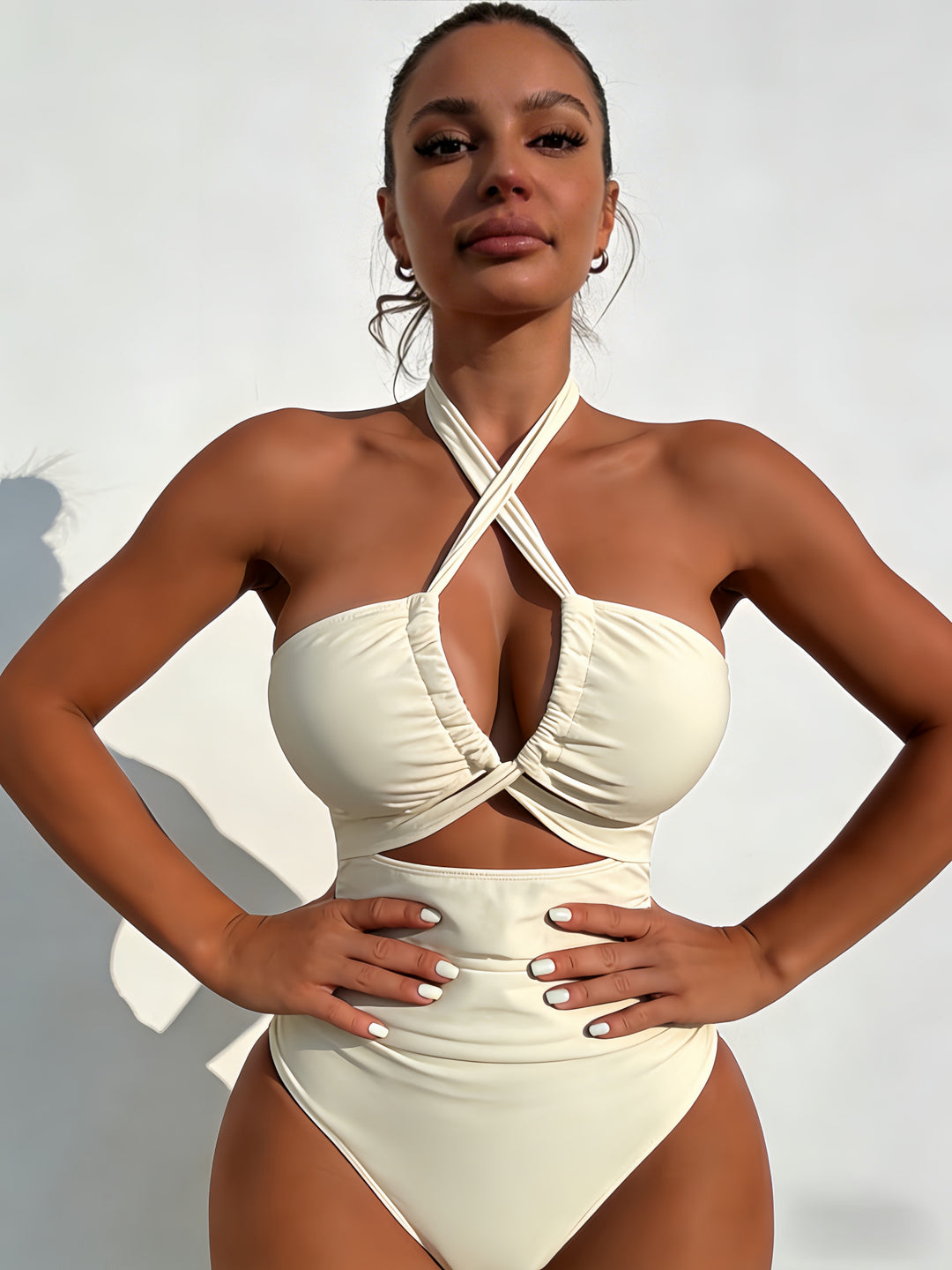 Damen Einteiliger Badeanzug mit elegantem Knoten-Design Drune