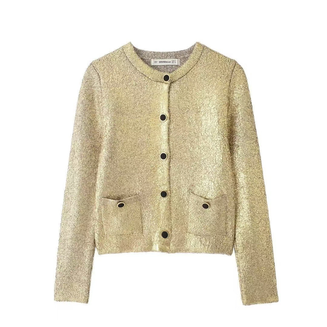 Damen Elegante Strickjacke mit luxuriösem Glitzer und praktischen Taschen Drune