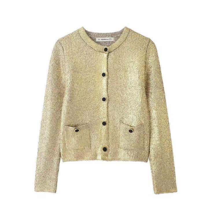 Damen Elegante Strickjacke mit luxuriösem Glitzer und praktischen Taschen Drune