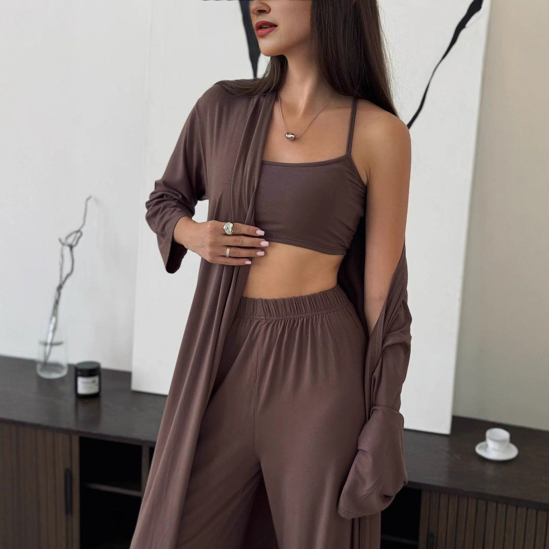 Damen gemütliches Lounge-Set mit offener Jacke Drune