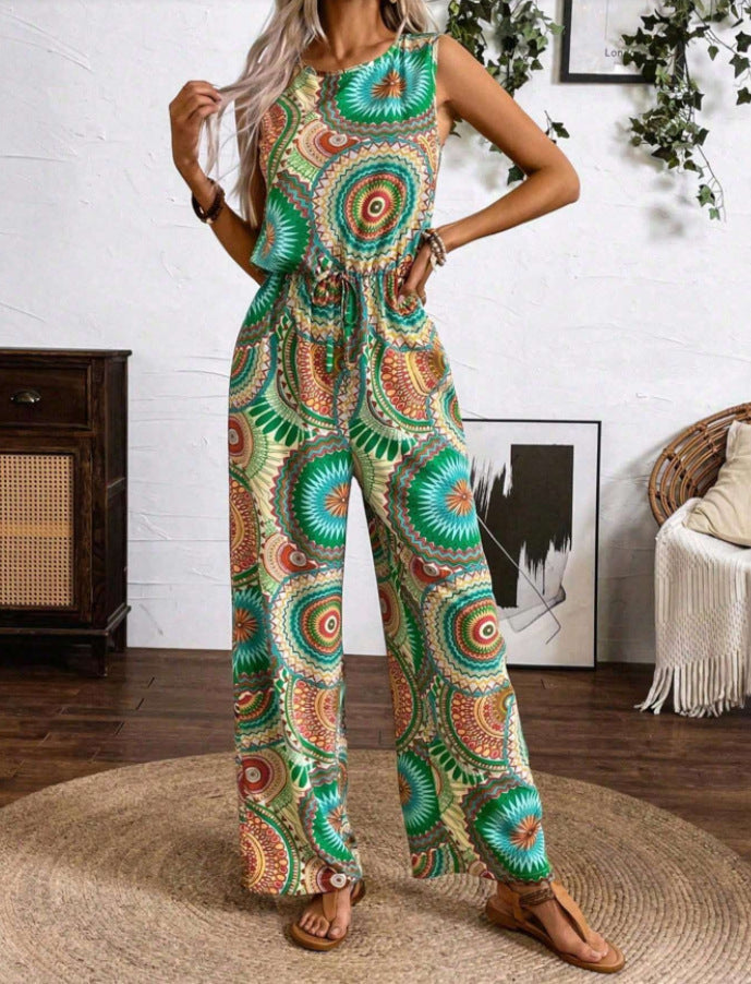 Damen Bohemian Weitbeiniger Overall Drune