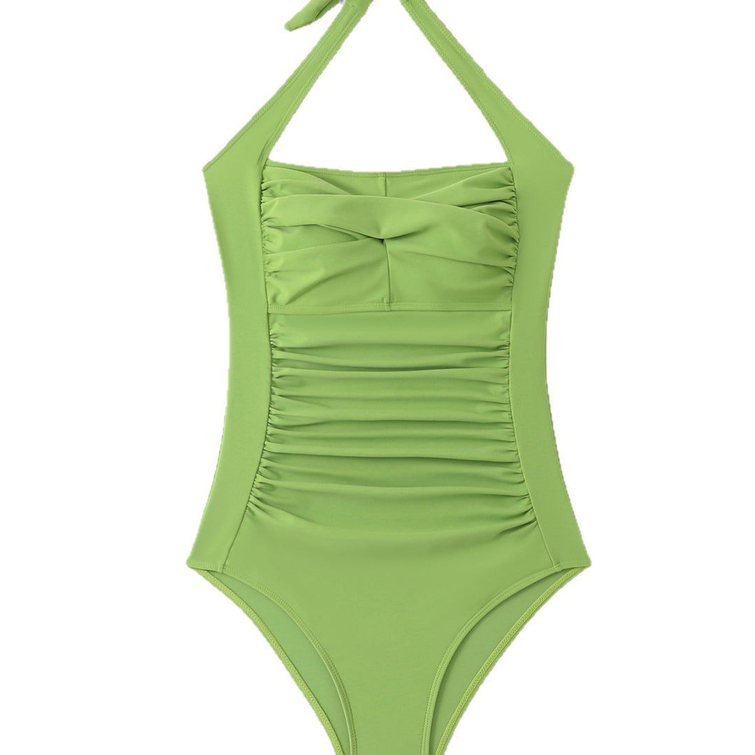 Damen Hochgeschlossener Badeanzug mit eleganten Raffung Drune