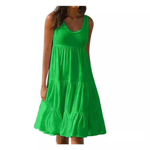 Damen lässiges Sommerkleid mit fließendem Schnitt und Rüschendetails Drune