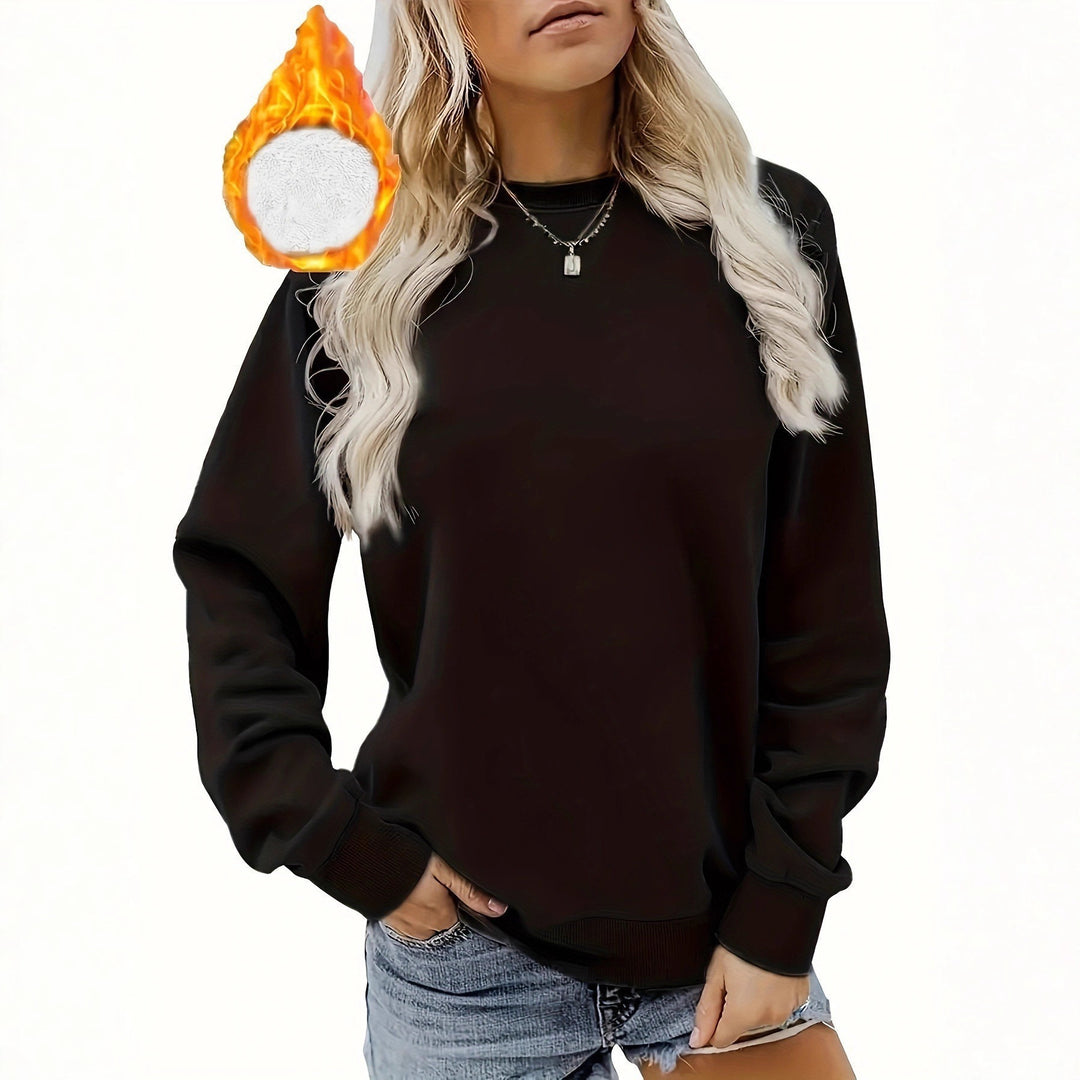 Damen Kuscheliger Fleece-Pullover mit weichem Innenfutter und elastischem Bund Drune