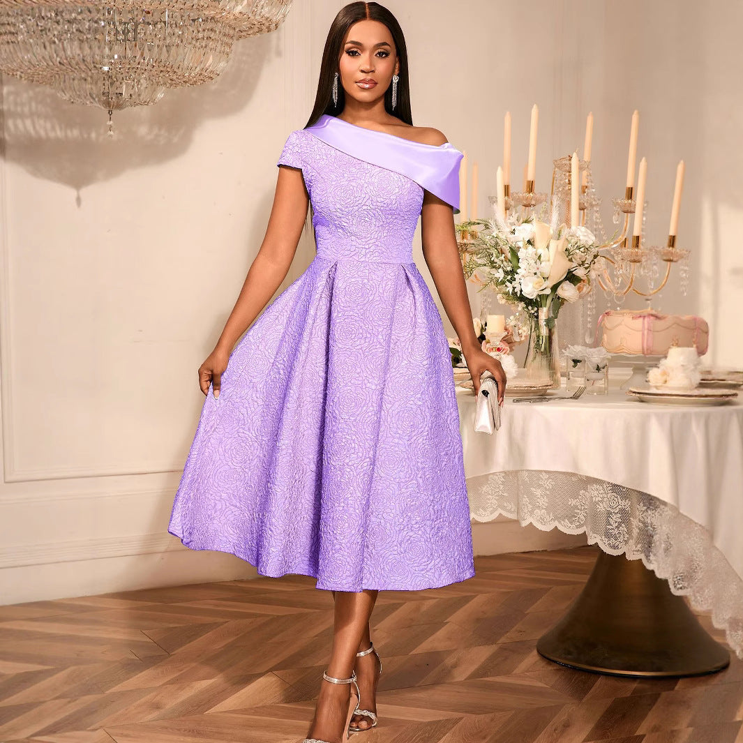 Damen elegantes A-Linien Kleid Drune
