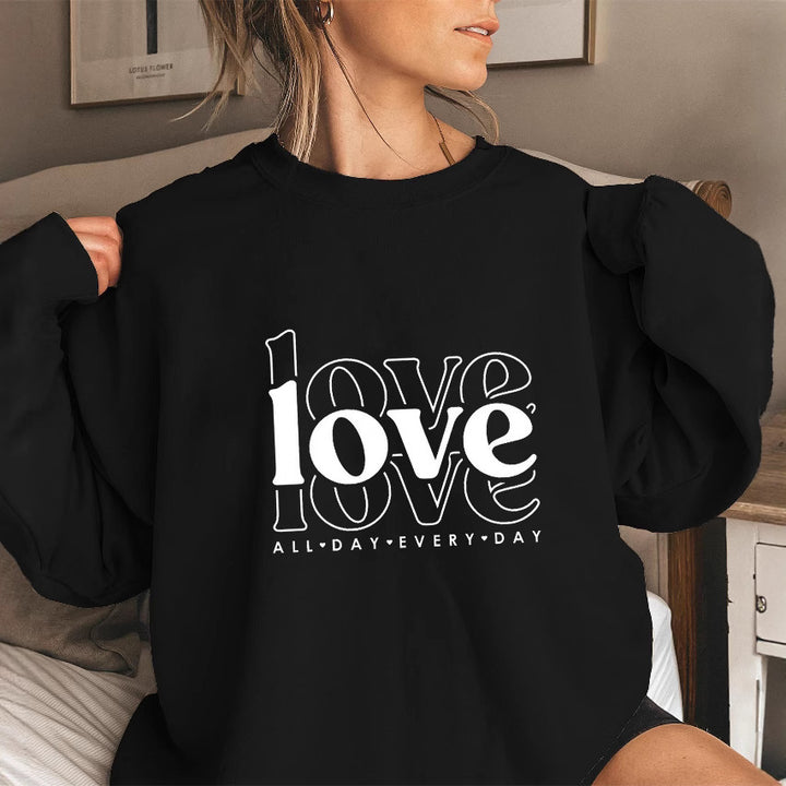 Damen Sweatshirt mit voluminösen Ärmeln und modernem Love-Print Drune