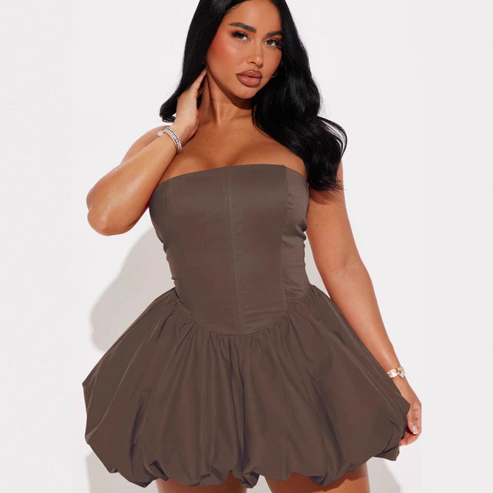 Damen Bustier-Kleid mit voluminösem Rock und figurschmeichelndem Schnitt Drune