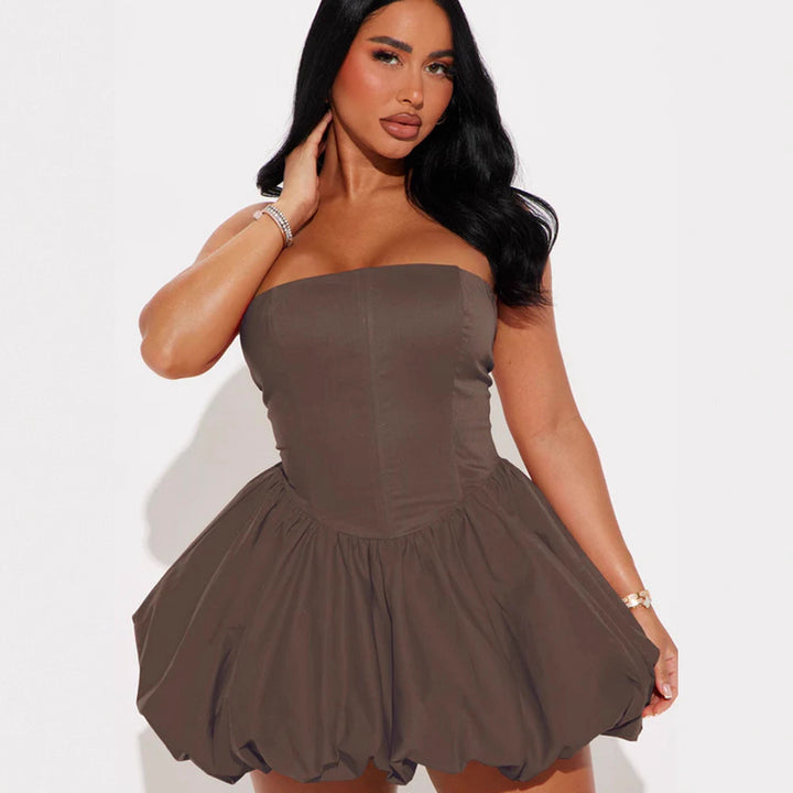 Damen Bustier-Kleid mit voluminösem Rock und figurschmeichelndem Schnitt Drune