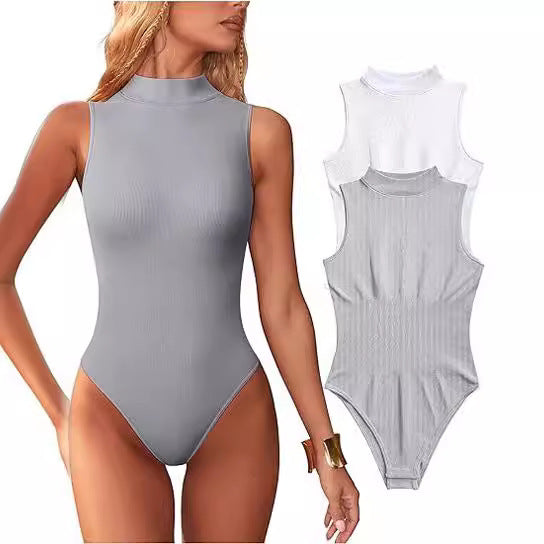 Damen Bodysuit mit elegantem Stehkragen und strukturierter Oberfläche Drune