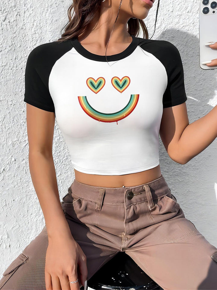 Damen Crop-Top mit motivierendem Schriftzug und lässigem Schnitt Drune