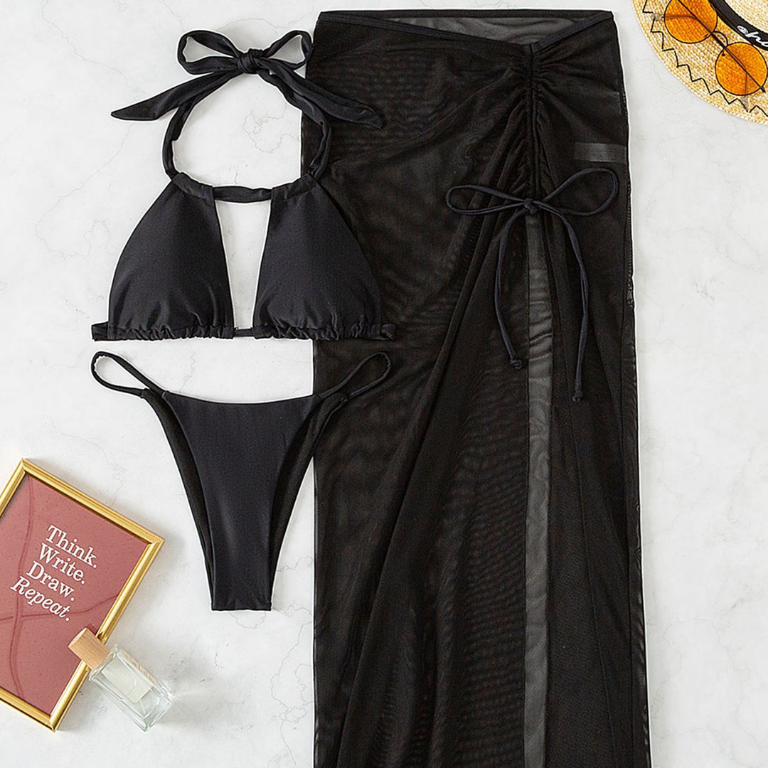 Damen Bikini-Set mit transparentem Wickelrock Drune