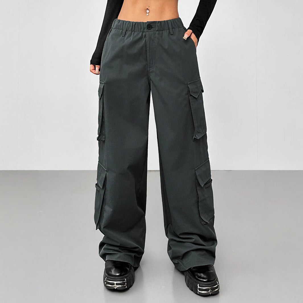 Damen weite Cargo-Hose mit elastischem Bund und praktischen Taschen Drune