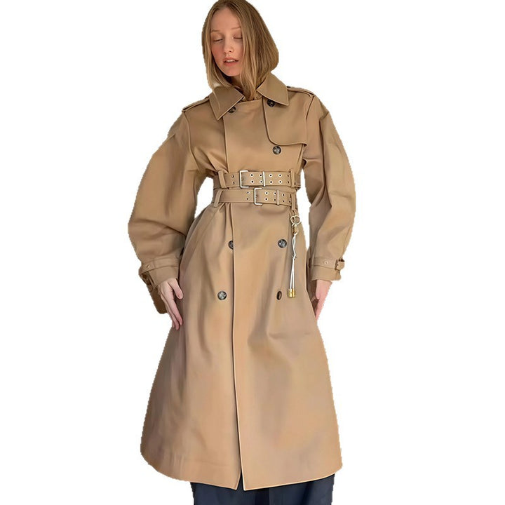 Damen wasserabweisender Trenchcoat mit Taillengürtel Drune