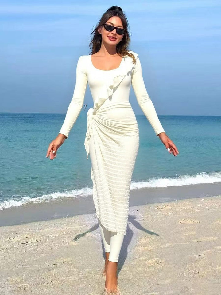 Damen Elegantes Sommerkleid mit Wickeloptik Drune