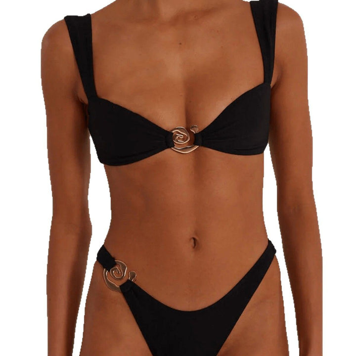 Damen Elegant geschnittenes Bikini-Set mit dekorativen Metallelementen Drune