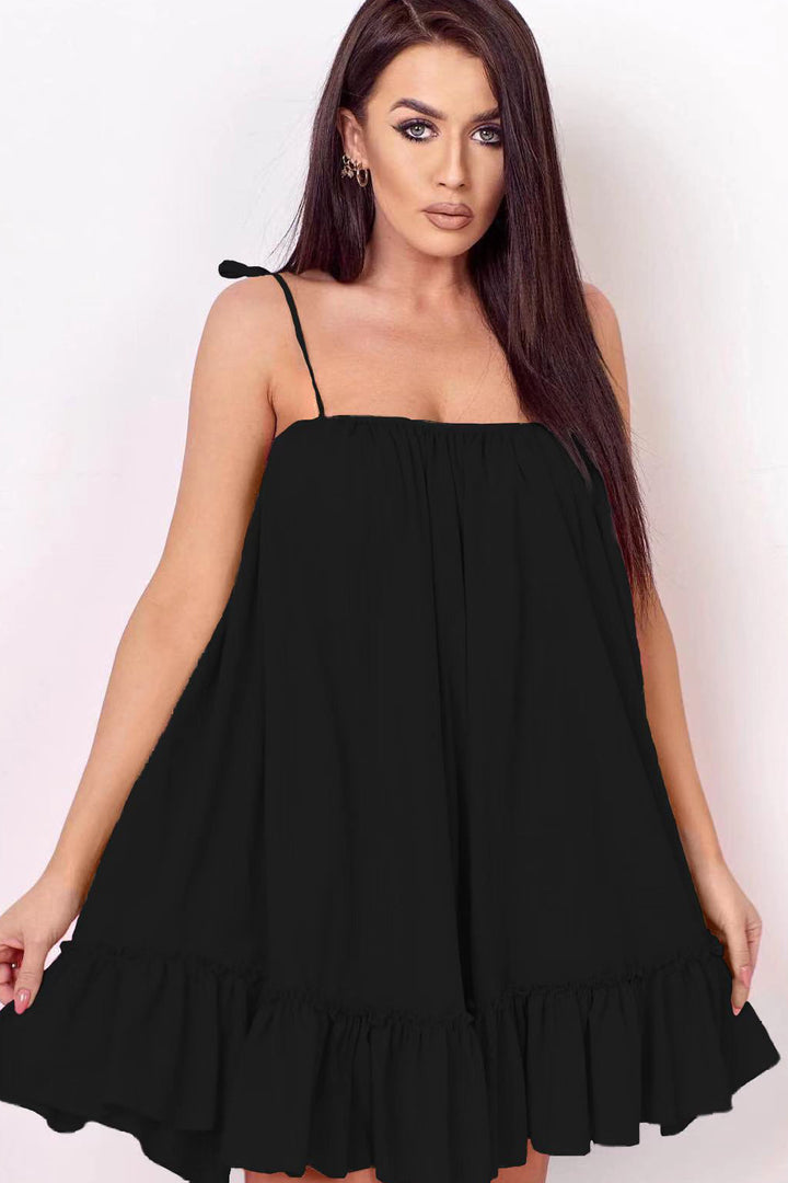Damen verspieltes Minikleid mit Rüschendetails Drune
