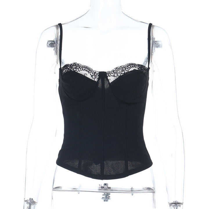 Damen Spitzen-Corsage mit verstellbaren Trägern und geschnürtem Detail Drune