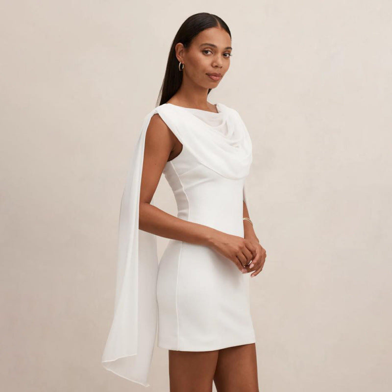 Damen Elegantes Cocktailkleid mit drapierter Schulterpartie und figurbetontem Schnitt Drune
