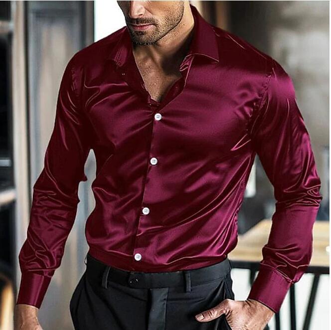 Herren elegante Langarm-Hemd mit komfortablem Schnitt und glänzendem Finish Drune